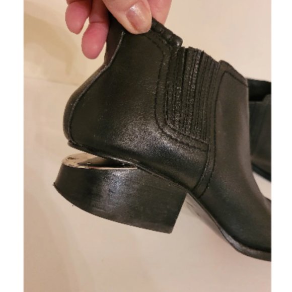 Alexander Wang Leather Chelsea Ankle Black Boots silver Heel size 36 - Picture 9 of 12